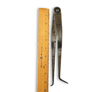 Rare Antique Steel Inside Caliper Measuring Tool 9 1/2&quot; L