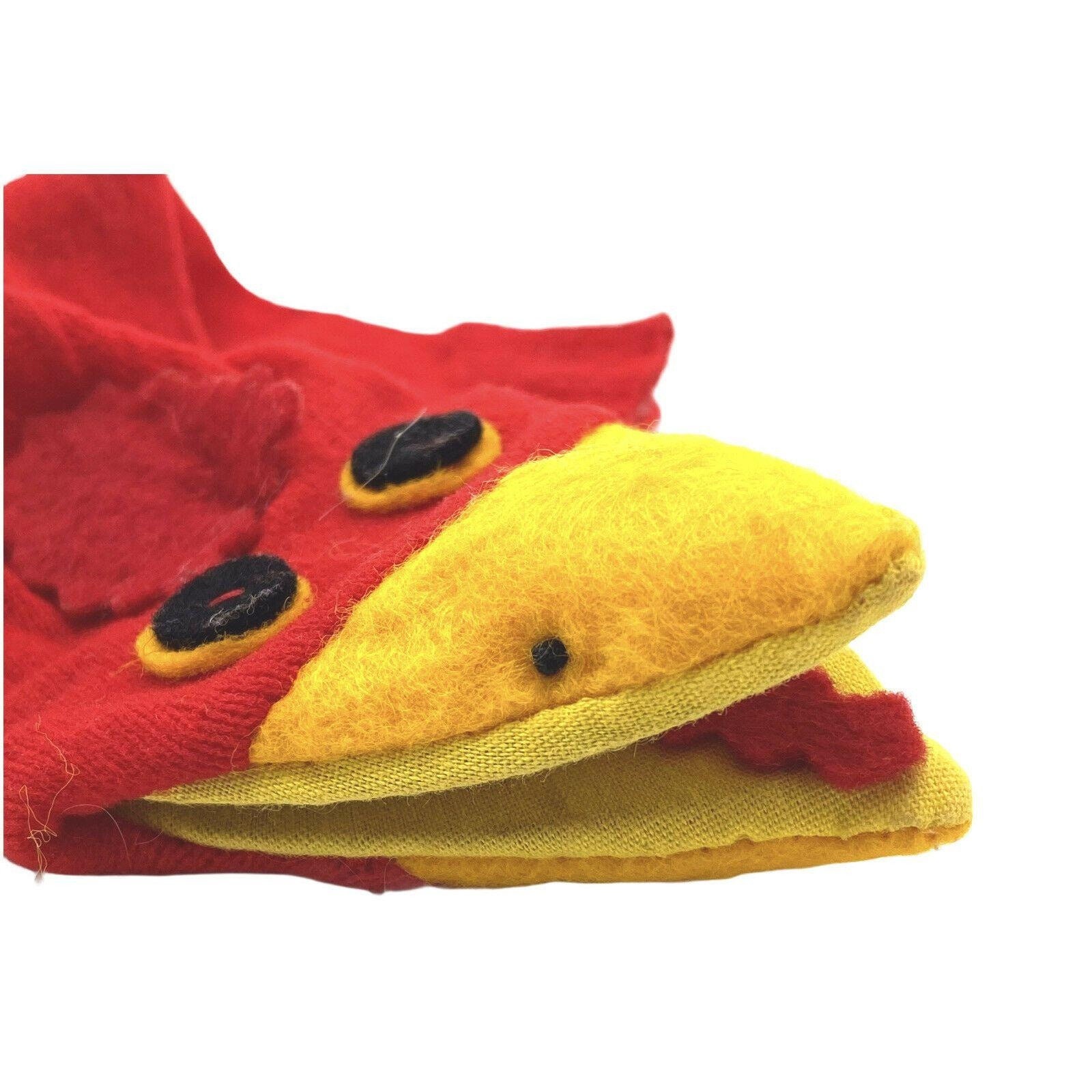 Old Sock Puppet Bird Red Nylon Yellow Felt Beak Childrens Sock Etsy