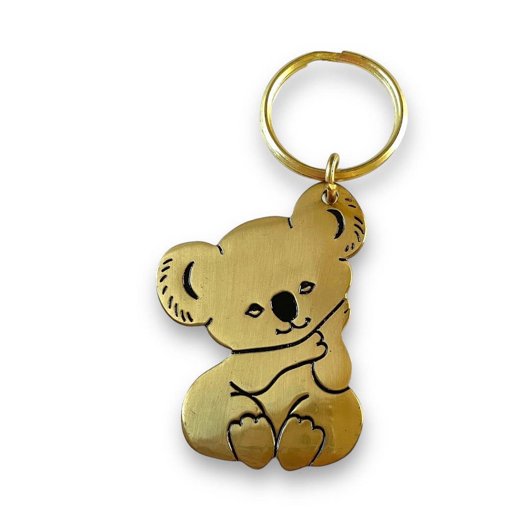 Vintage Russ Koala Keychain Brass Key Ring Fob - Etsy