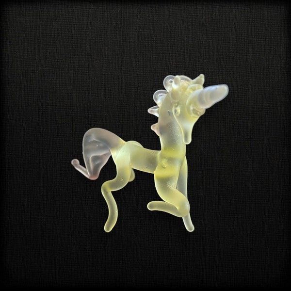 Vintage Unicorn Frosted Acrylic Figurine Light Green Pink 2 3/8" H