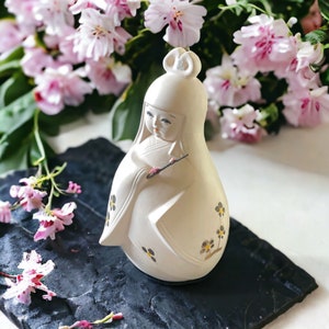 Geisha Japan Bisque Hakata Doll Figure with Cherry Blossom Branch MCM