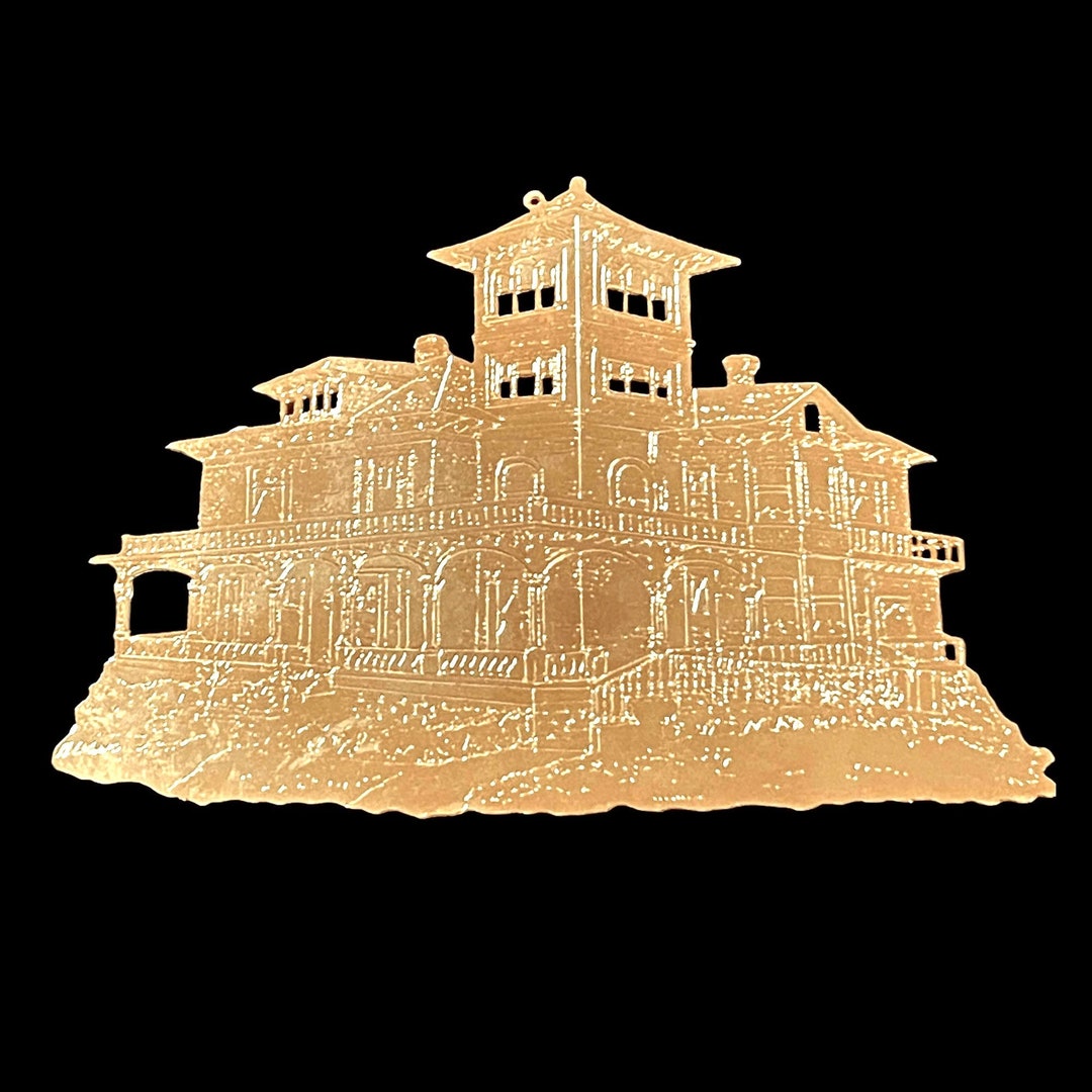 Vintage Redlands Charles Kendall Adams House Ornament Gold Tone Metal