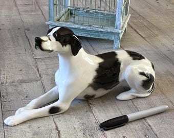 Vintage LFZ Porcelain Pointer Dog Figurine Lg 12” USSR Soviet Ceramics