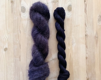 Blue black yarn | Black mohair | Black sock yarn | Midnight | Tonal yarn| hand dyed sock yarn
