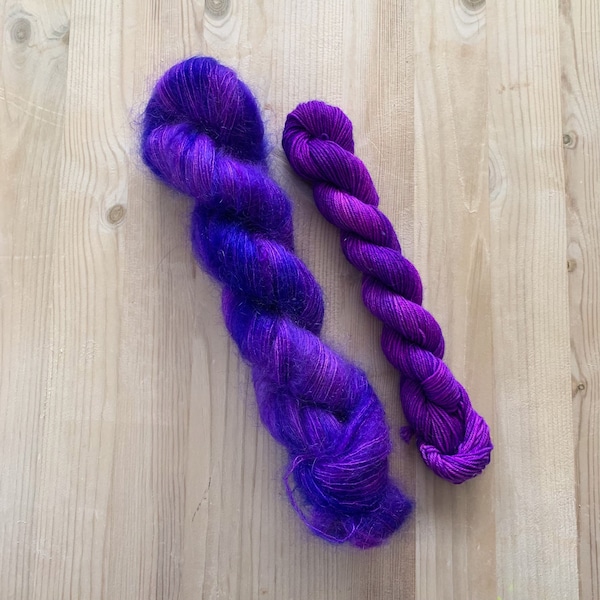 Blue violet yarn | Purple mohair | Violet sock yarn | Tropical Indigo | Tonal yarn| hand dyed sock yarn