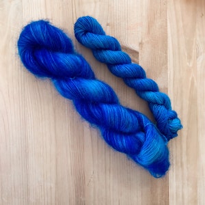 Neon blue yarn | Blue mohair | Blue sock yarn | Pool Blue | Tonal yarn| hand dyed sock yarn