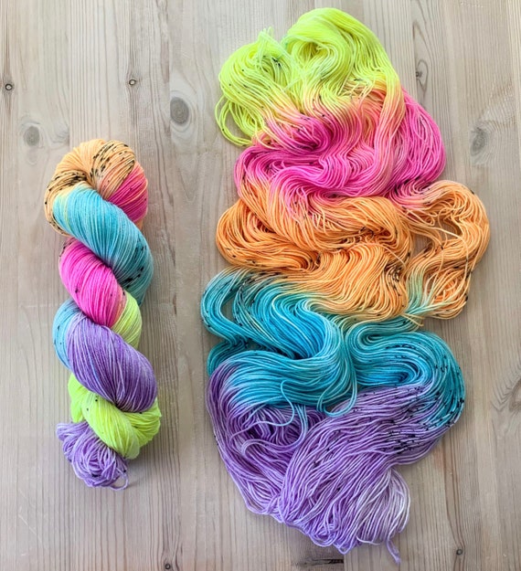Hand Dyed Rainbow Speckled Rainbow Sock Yarn Ants on a Rainbow Rainbow Yarn Speckled Yarn Etsy