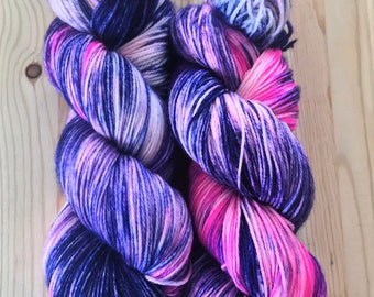 Pink and purple yarn | Summer yarn | hand dyed sock yarn | Neon sock yarn | Arcade