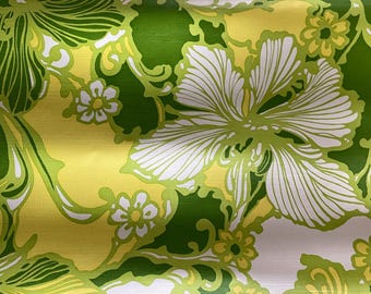 Vintage 1970s Floral Wallpaper Roll - Lime Green & Yellow  mid century (unused)