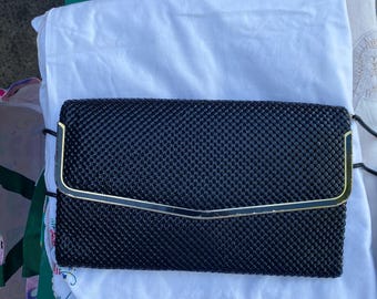 Black Mesh Evening Purse/ Bag with Black Chain Strap