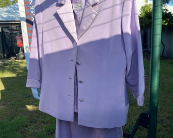Vintage Anthea Crawford Lilac 3-Piece Formal Set – Jacket, Sheer Overlay & Skirt – Mother of the Bride – Australian Designer – Size 14–16