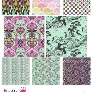 Tula Pink De Ja Vu - Conjunto Príncipe Encantado - 8 Estampas - Meio Metro