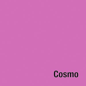 May include: Solid pink background with the word "Cosmo" in a black, bold font at the bottom right corner. The background is a vibrant shade of pink.