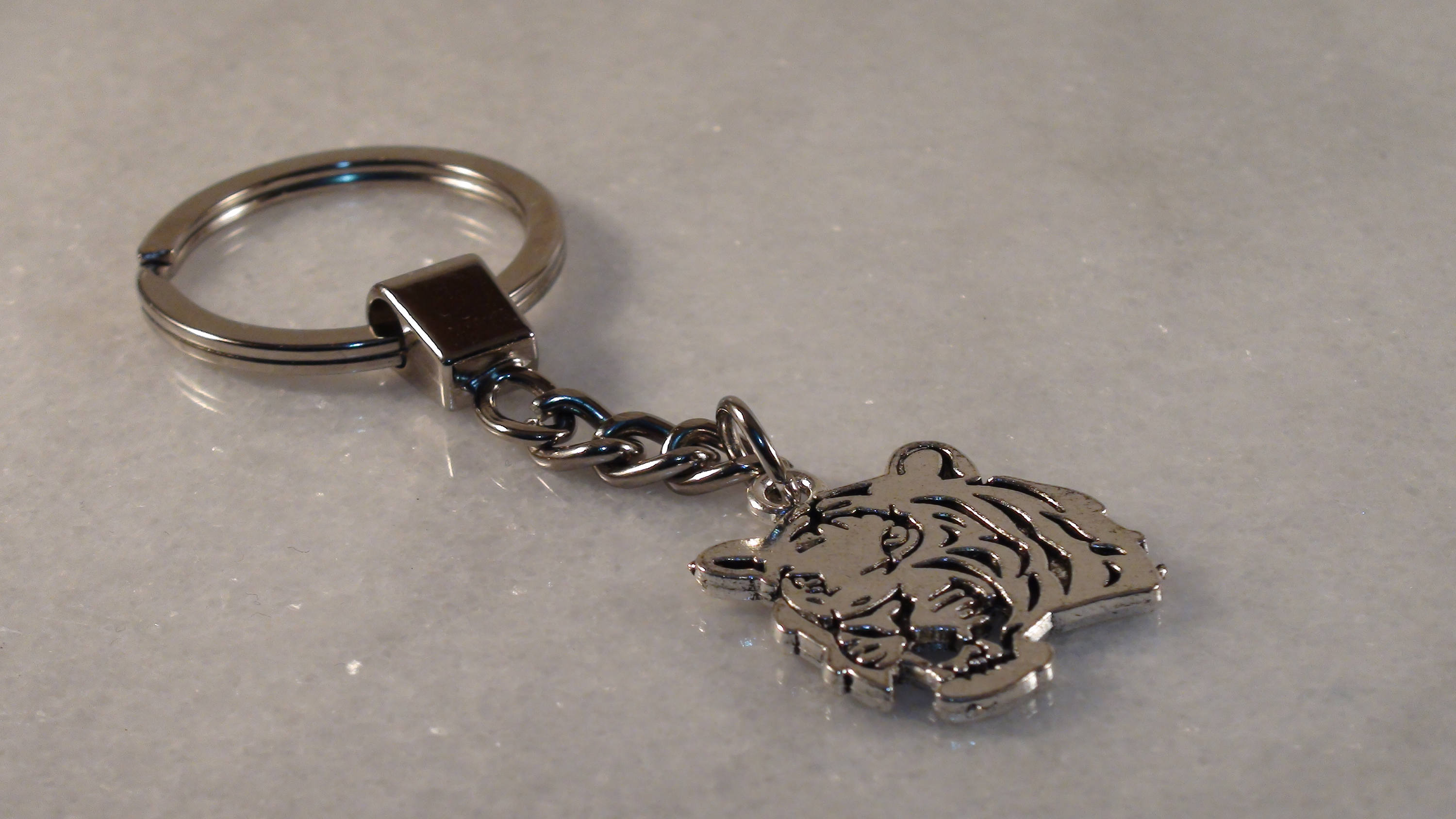 TIGER HEAD Keyring Tibetan Silver Tiger Head Charm Keychain Etsy UK