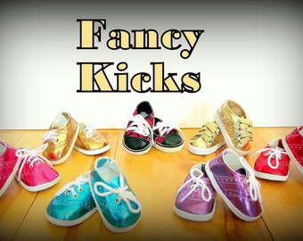Got KICKS? Get FANCY KICKS! Darling Shoes for 18" Dolls...With Just a Bit of Sass and Fun! Sneaker & Oxford Styles that Shine and Show Off!