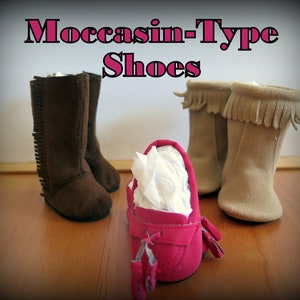Unique Moccasin-Type Shoes...Perfect Faux Suede Classics for Modern Day Casual and Traditional Southwest Ensembles! Sized for 18 Inch Dolls.