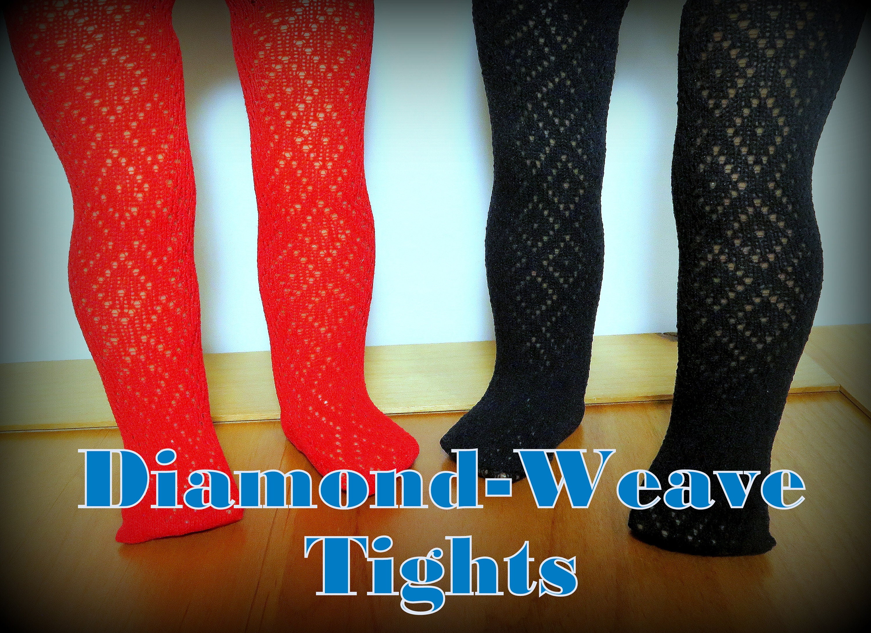 Large Diamond Recycled Fashion Tights Black