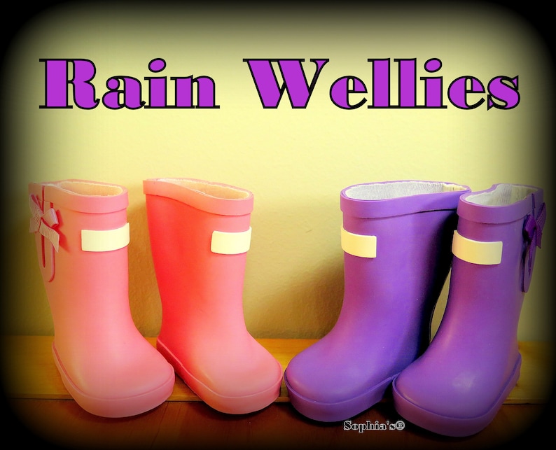 Adorable Rain Wellies for Popular 18 Dolls...The Cutest and Perfect Finish for Your Dolly Spring Rain Ensembles image 1