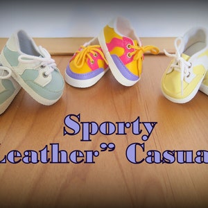 Wearing Sporty &quot;Leather&quot; Casuals&quot;, Your 18&quot; Doll will be at her Styling Best! Perfect Shoes for School, Shopping, or Playing with Friends!