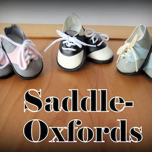 No Fifties Ensemble is Complete Without Saddle Oxfords!  Add Bobby Socks and Your 18&quot; Doll is off to the Hop!