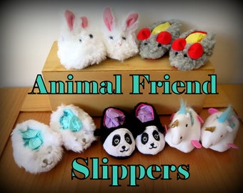 Animal Friend Slippers...Just Waiting to Warm Your 18" Dolls Feet and Share a Little Fun! Easy On...Easy Off Slippers. Just Take Your Pick!