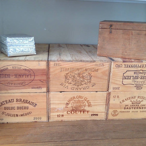 Vintage Original Wooden 12-bottle Wine Crate Box for DIY projects