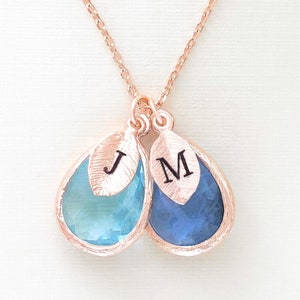 Family Charm Necklace, Birthstone Necklace for Mom with Kids Initial, New Mom Gift Birthday, Unique  Jewelry, Rose Gold, Gold or Silver