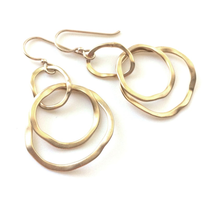 Gold Link Earrings, Modern Gold Earrings, Dangle Earrings zdjęcie 2