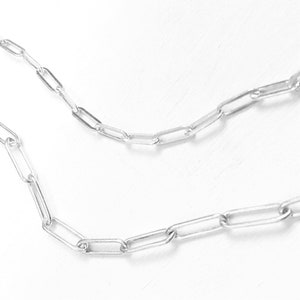 Sterling Silver Paperclip Chain Necklace: Rectangle Link, Custom Lengths
