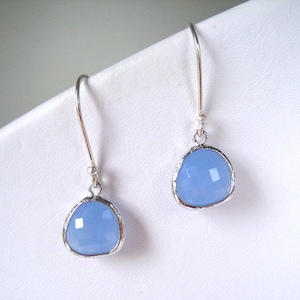 Light Blue Crystal Drop Earrings, Dangle, Teardrop, Bridal, Periwinkle Earring, Sterling Silver Wires