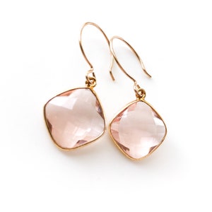 Morganite Hydro Quartz Vermeil Earrings: Blush Gold Dangle