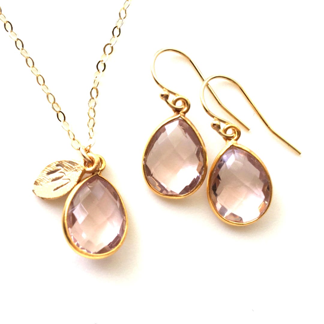 Blush Necklace, Blush Bridesmaids, Blush Bridesmaids Earrings and