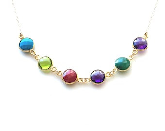 Custom Birthstone Necklace: 14k Gold Filled Family Jewelry
