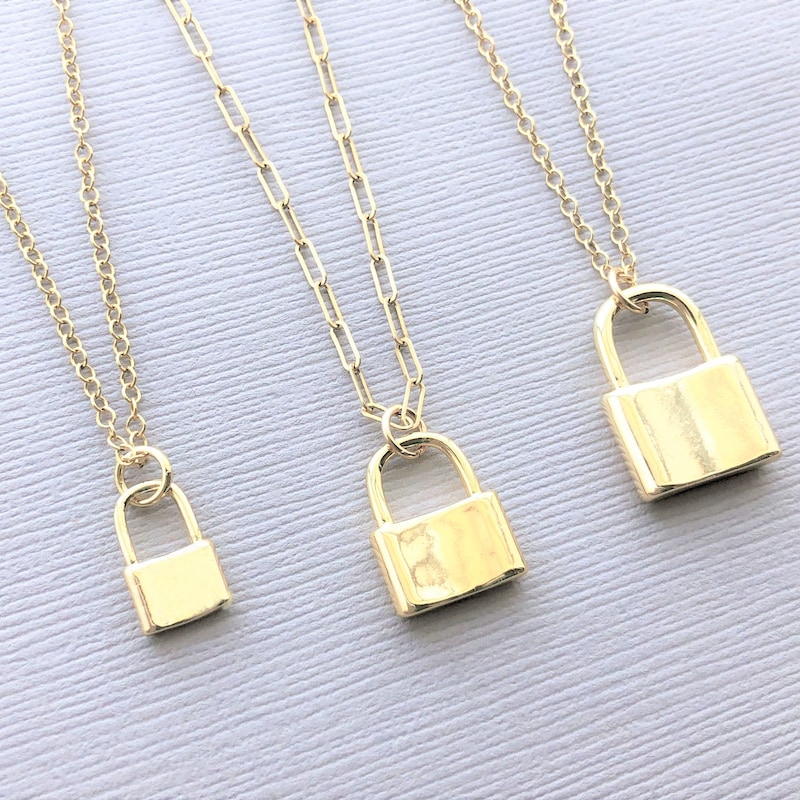 Gold Lock and Chain - Etsy