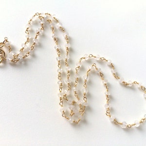 Moonstone Gold Necklace, Faceted Moonstone Pendant  Chain Necklace in Gold