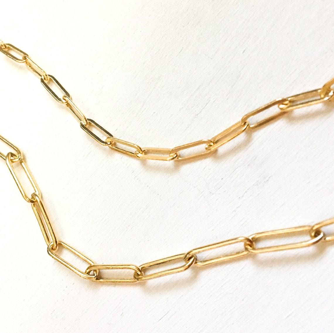 Gold Rectangle Chain Necklace Gold Rectangle Link Chain - Etsy