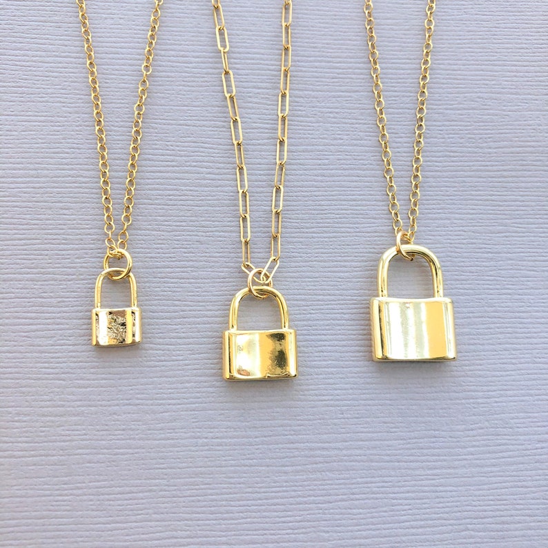 Gold Lock Necklace Lock Charm Necklace Lock Pendant Etsy