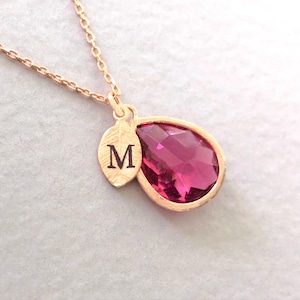 Personalized July Birthstone Necklace, Gold  Ruby Birthstone Jewelry, July Birthday Gift, New Mom Gift, Other Colors,