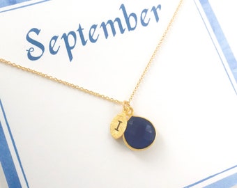 Personalized September Birthstone Necklace, Sapphire Birthstone Jewelry, Sapphire Birthday Jewelry, August Birthday Gift,Birthstone necklace