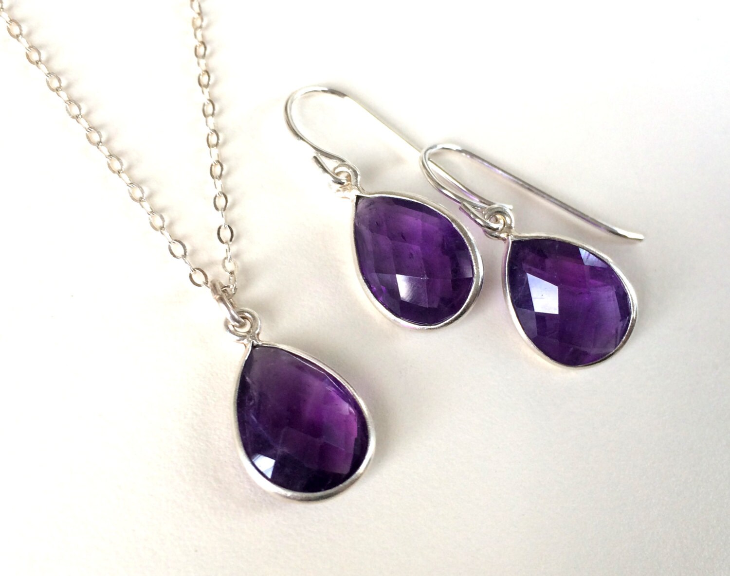 Amethyst Earrings Amethyst Necklace February Birthstone | Etsy
