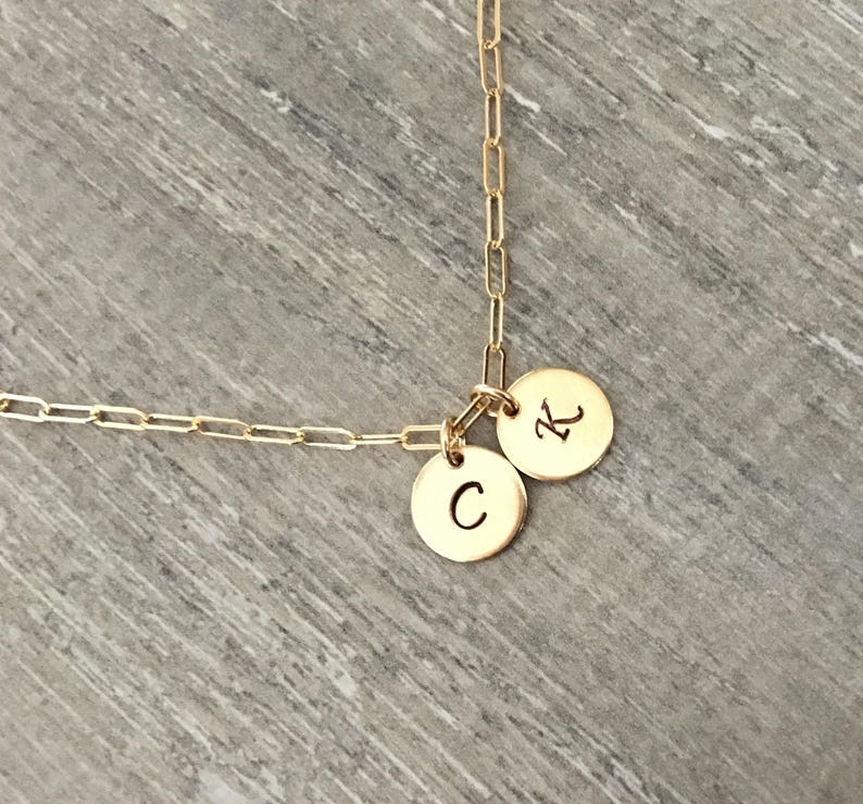 Paperclip Chain Initial Necklace Rectangle Chain Initial Etsy