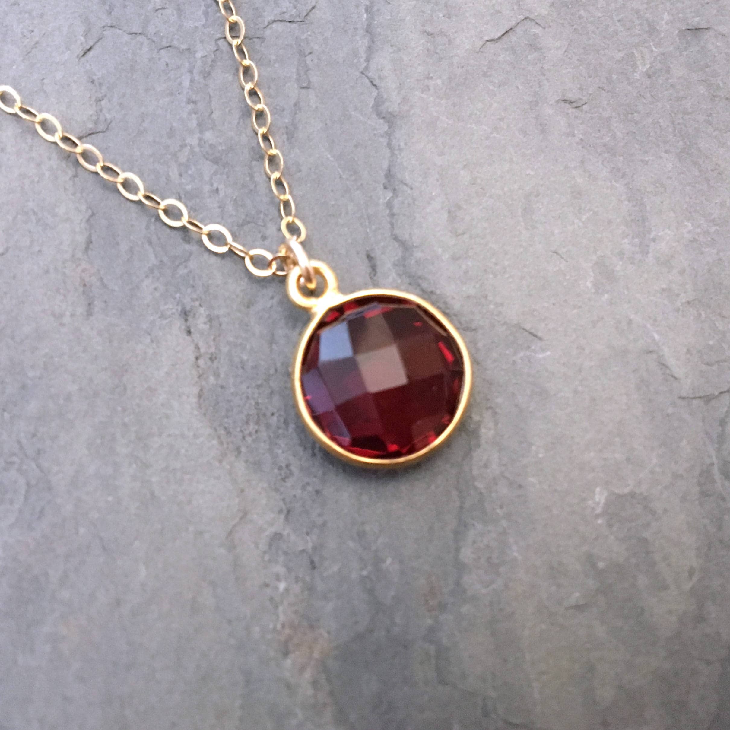 Garnet Birthstone Necklace January 