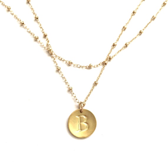 Layered Initial Necklace, Gold Layered Necklace, Custom Initial