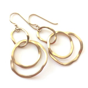 Gold Link Earrings, Modern Gold Earrings, Dangle Earrings zdjęcie 1