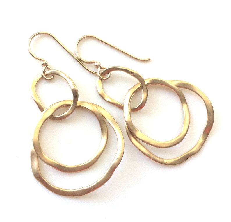 Gold Link Earrings, Modern Gold Earrings, Dangle Earrings zdjęcie 1