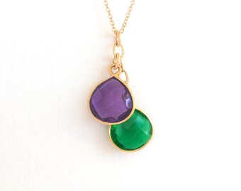 Personalized Gold Birthstone Necklace: Custom Mom Gift