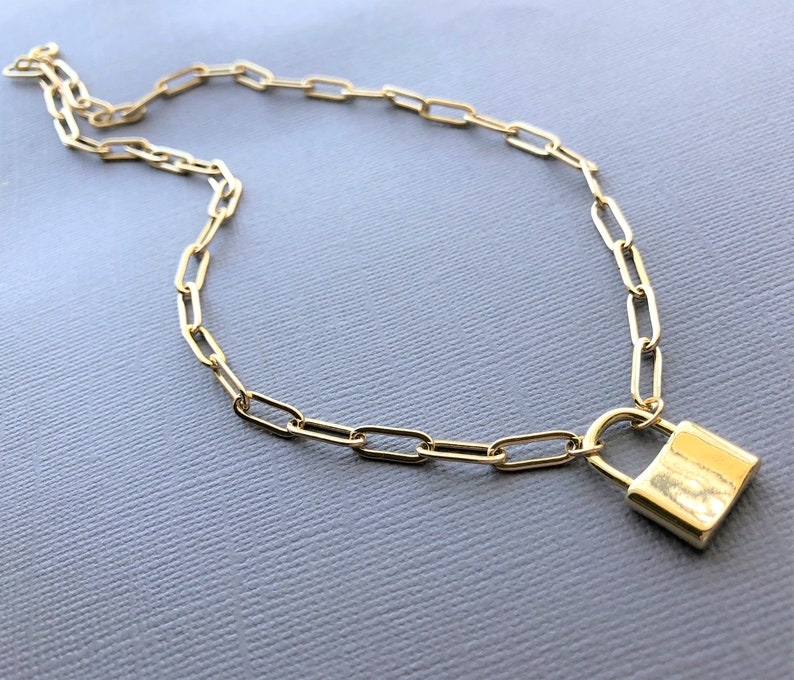 Gold Lock Necklace Lock Charm Necklace Lock Pendant - Etsy