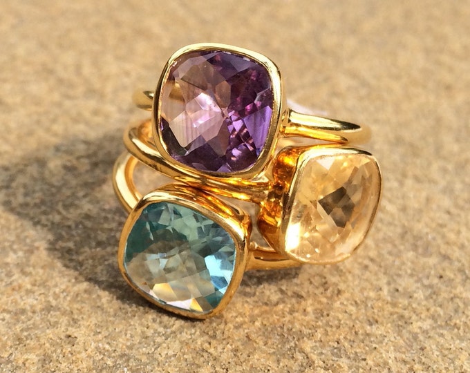 Square Rings Sale Square Stackable Rings Birthstone Rings Etsy