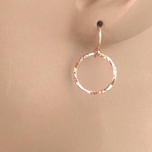 Rose Gold Hoop Earrings, Rose Gold Hoops, Hammered Small Hoop earrings, Rose Gold Filled, Gold Filled Hoops, Sterling Hoop Earrings