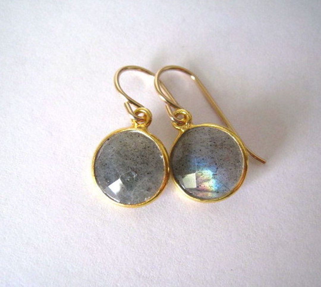Labradorite Gold Earring Dangle Faceted Round Gold Filled - Etsy